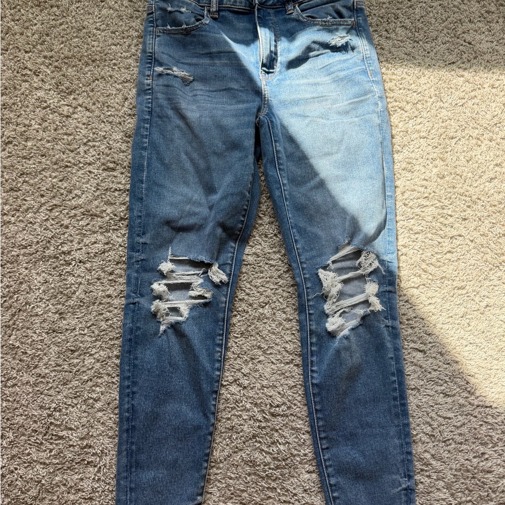 American Eagle Outfitters Ripped Blue Skinny Jeans